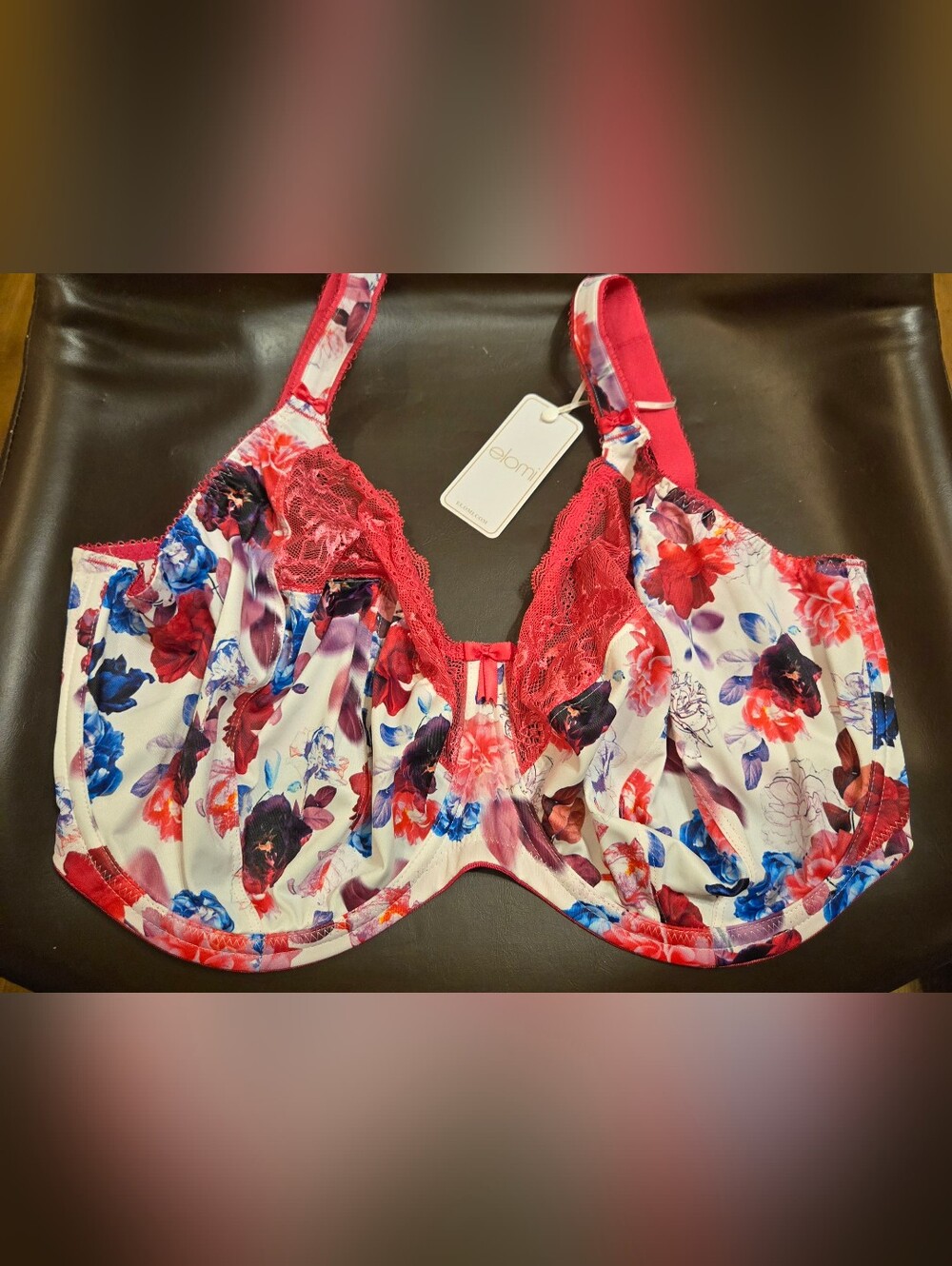 Elomi Morgan Pink Floral  Full Coverage Banded Underwire Bra NWT 32O Us